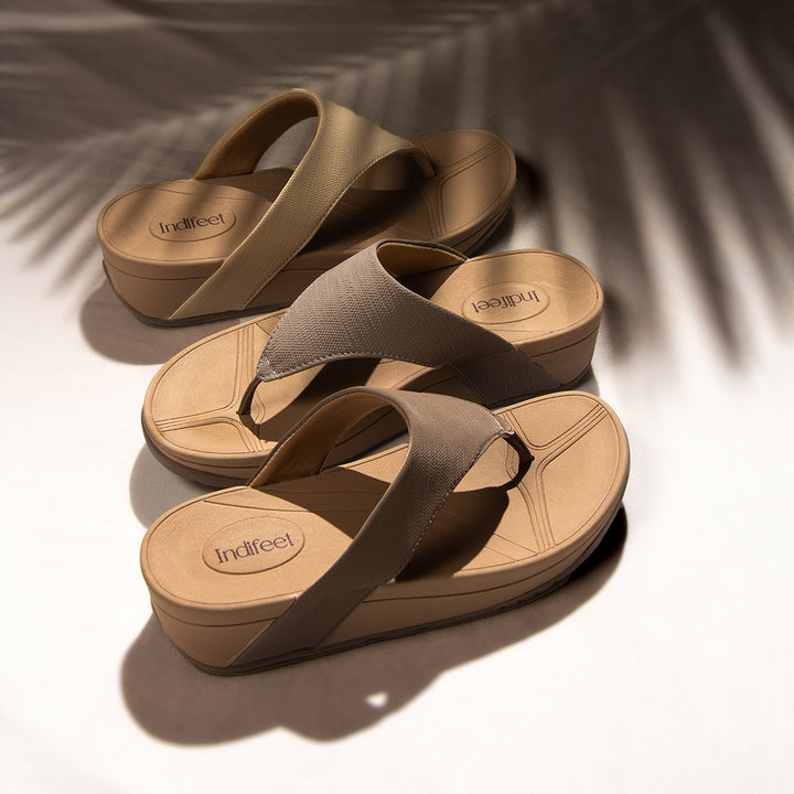 Off White Textured Platform Heels Sandals