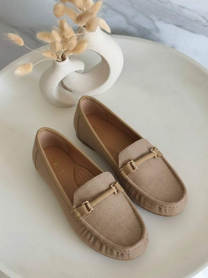 Formal Brown Textured Ballerina Shoe