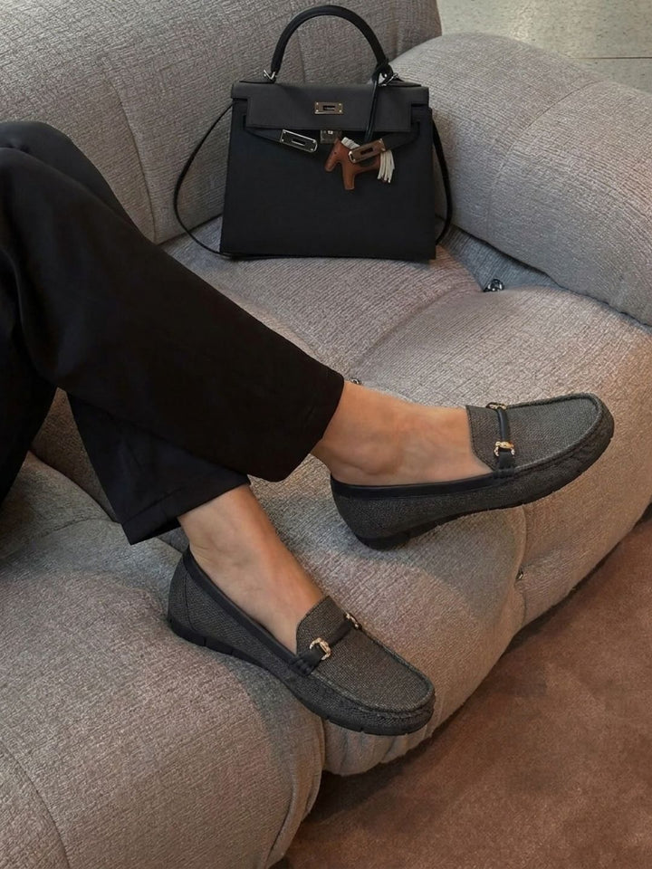 Formal Black Textured Ballerina Shoe