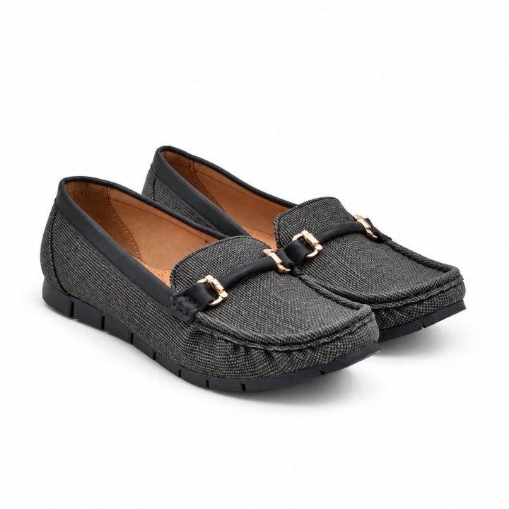 Formal Black Textured Ballerina Shoe