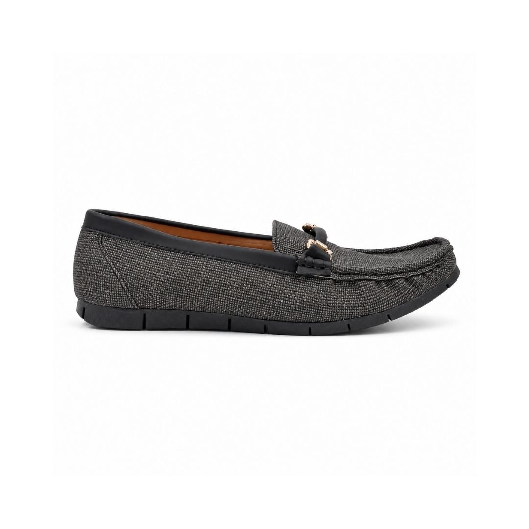 Formal Black Textured Ballerina Shoe