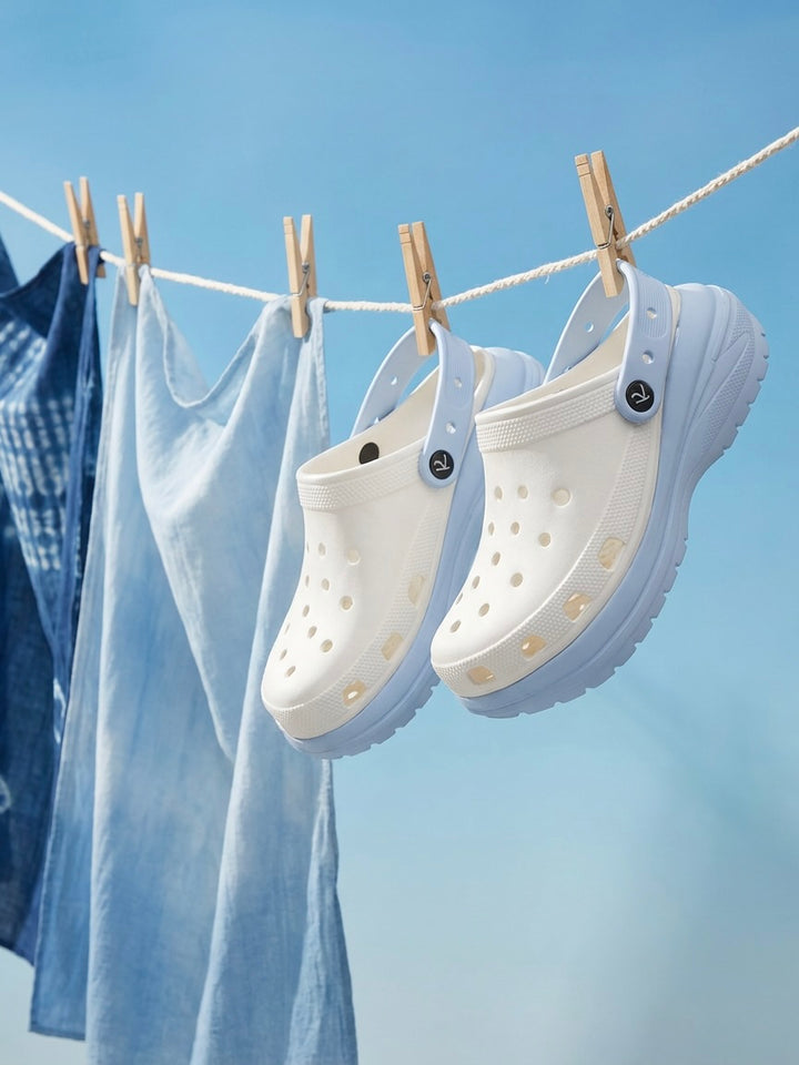 Blue White Dual Chunky Clogs
