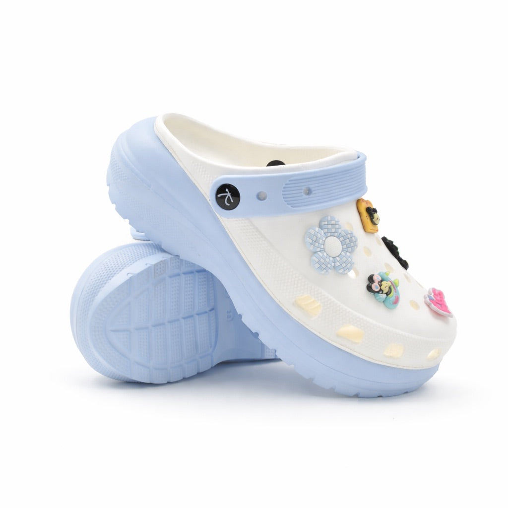 Blue White Dual Chunky Clogs