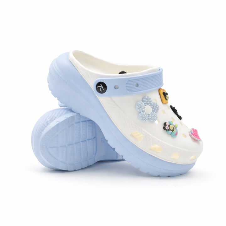 Blue White Dual Chunky Clogs