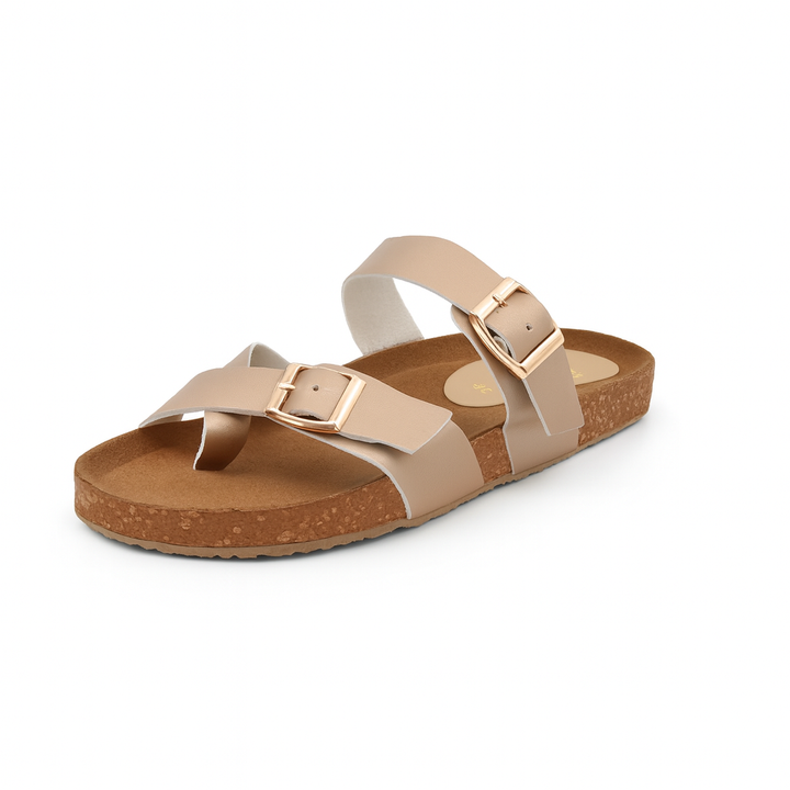 Rose Gold Cork Toe Ring Sandals