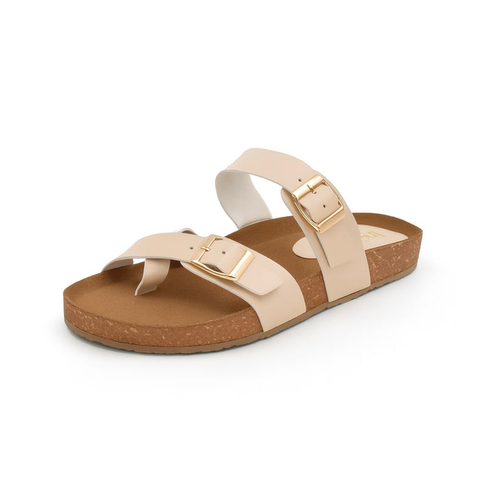 Cream Cork Toe Ring Sandals