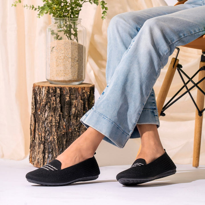 Black Mesh Ballerina Shoes