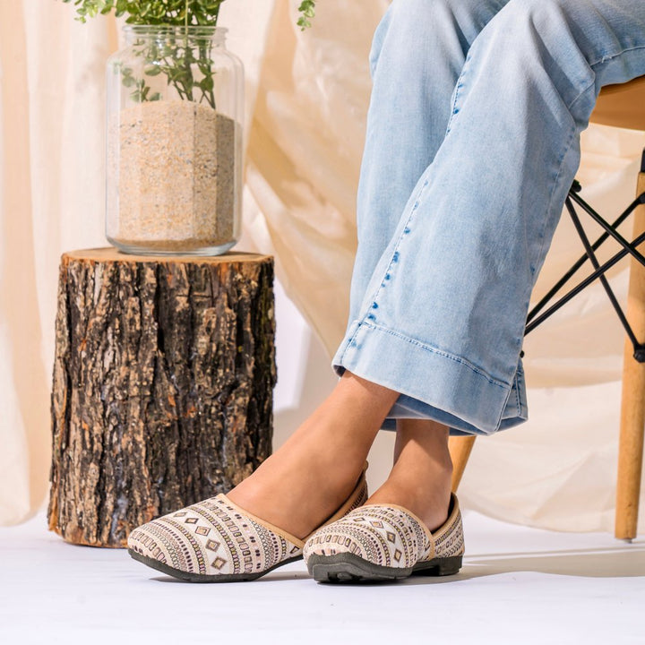 Earthy Ivory Ballerina Flats