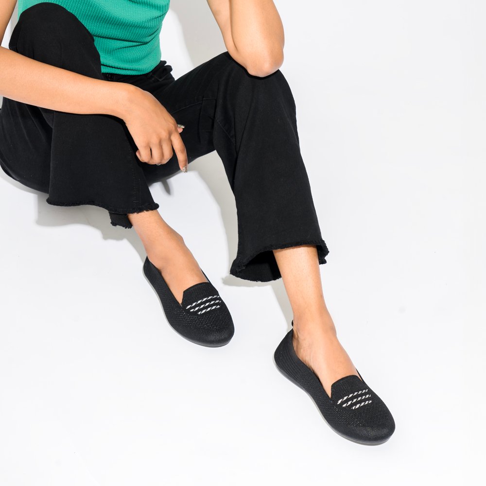 Black Mesh Ballerina Shoes