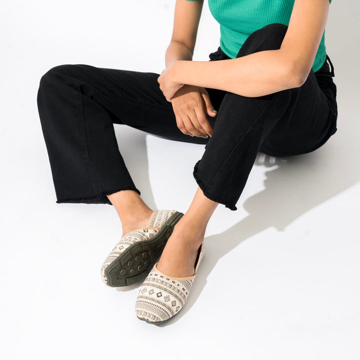 Earthy Ivory Ballerina Flats