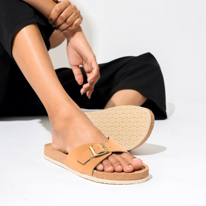 Beige Cork Sandals Sliders