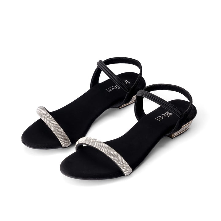 Shimmer Black Heel Sandals