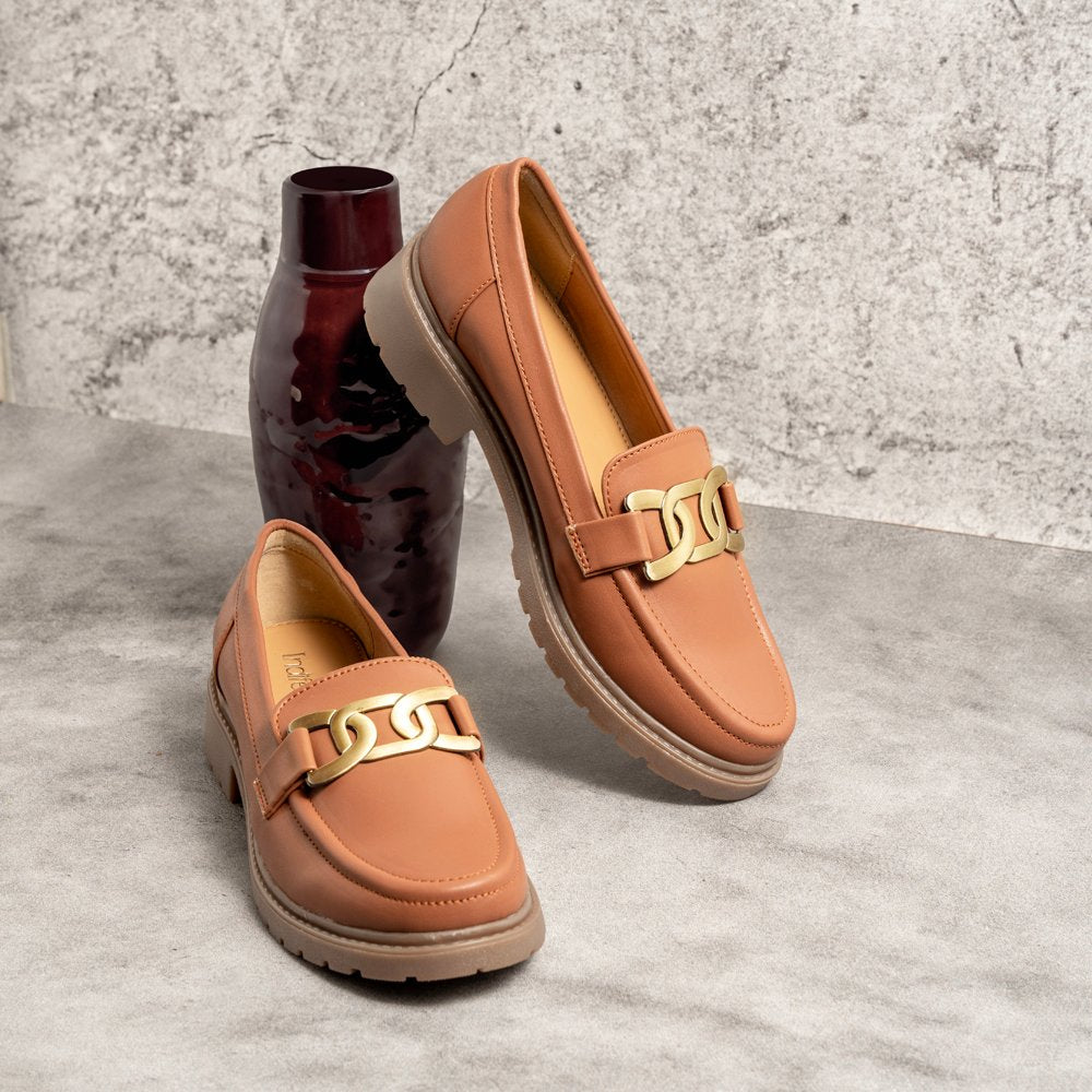 Loafer Formal Shoes in Tan - Indifeet