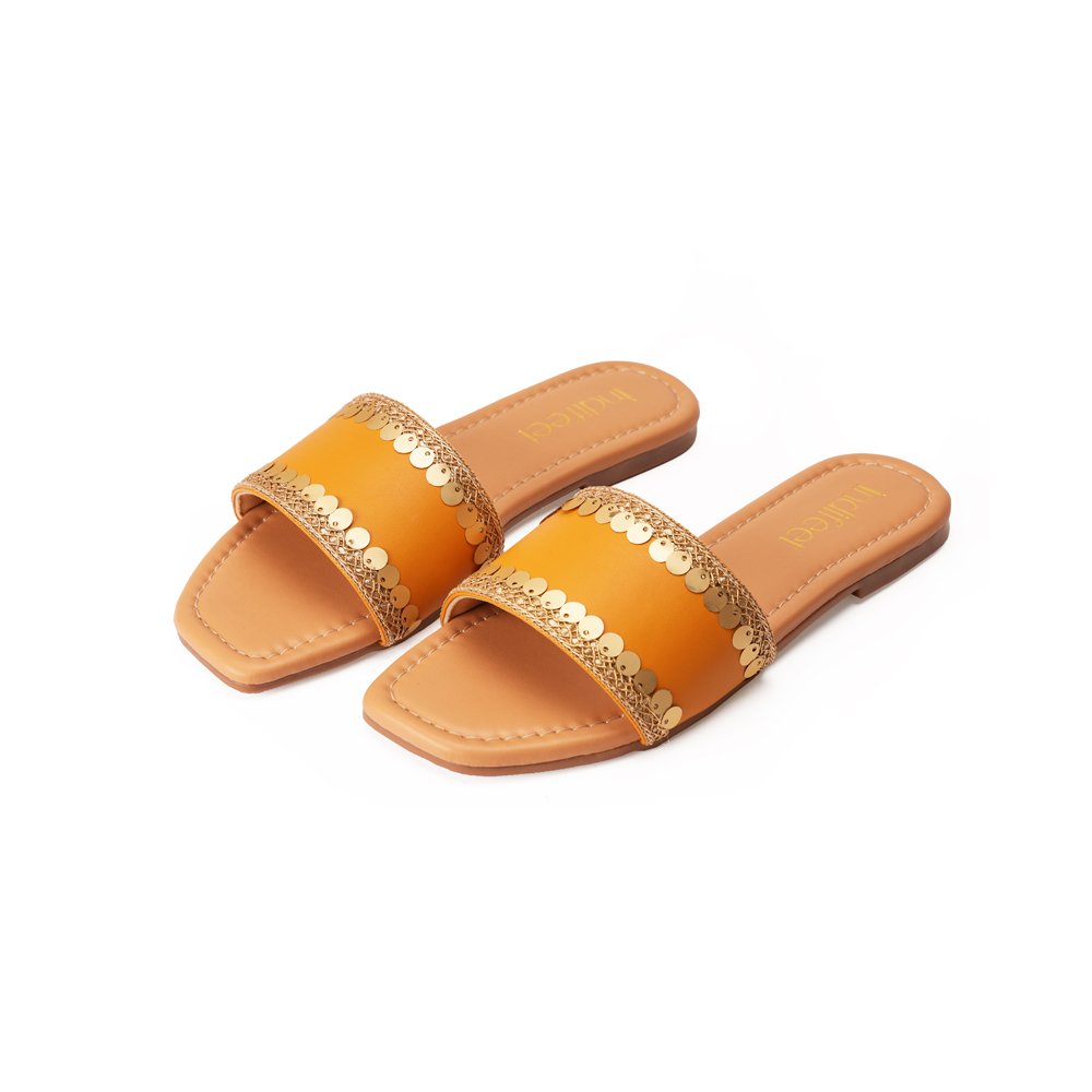 Gold Yellow Embellished Flats