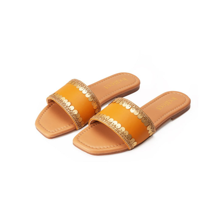 Gold Yellow Embellished Flats