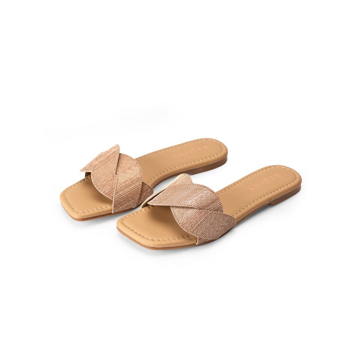 Rose Gold Square Toe Flats