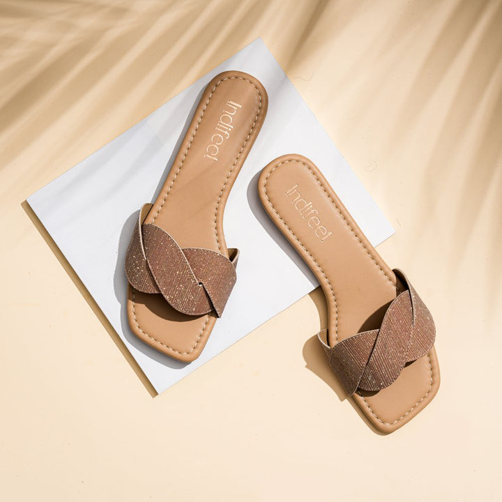 Rose Gold Square Toe Flats