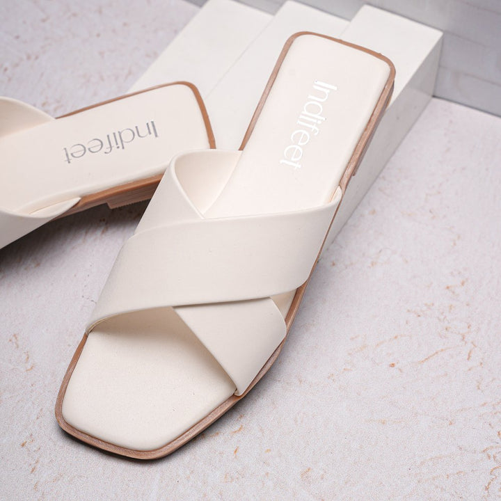 Vegan Leather White Flats