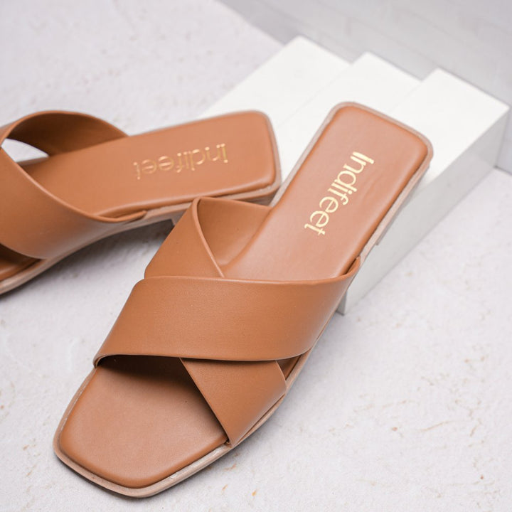 Vegan Leather Brown Flats