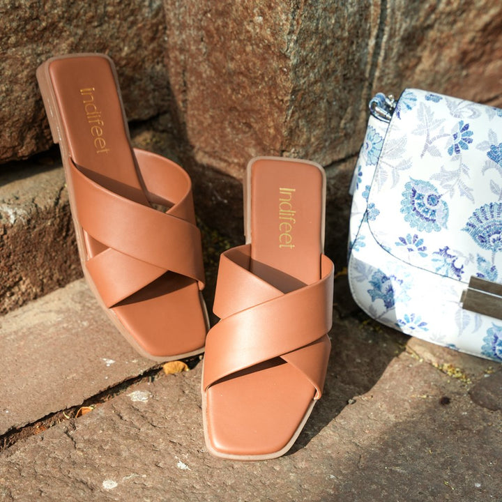 Vegan Leather Brown Flats