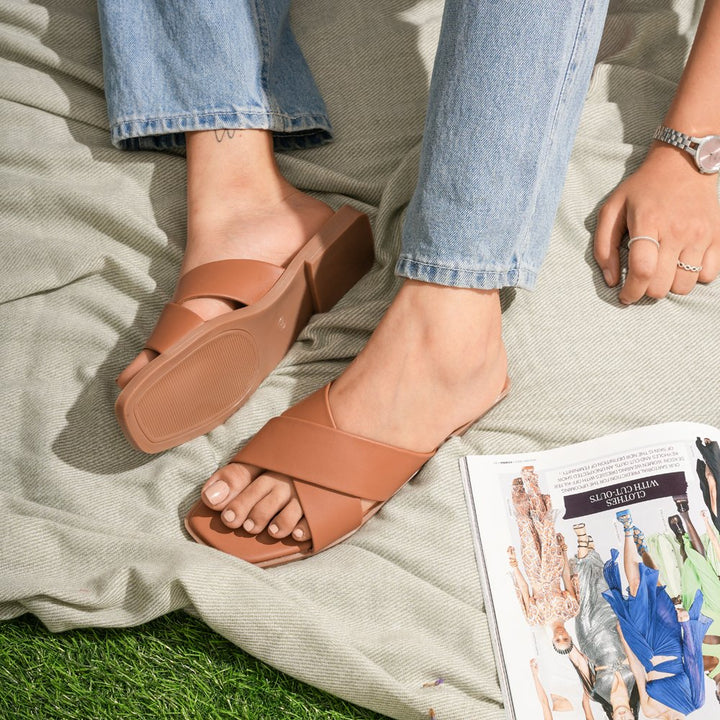 Vegan Leather Brown Flats