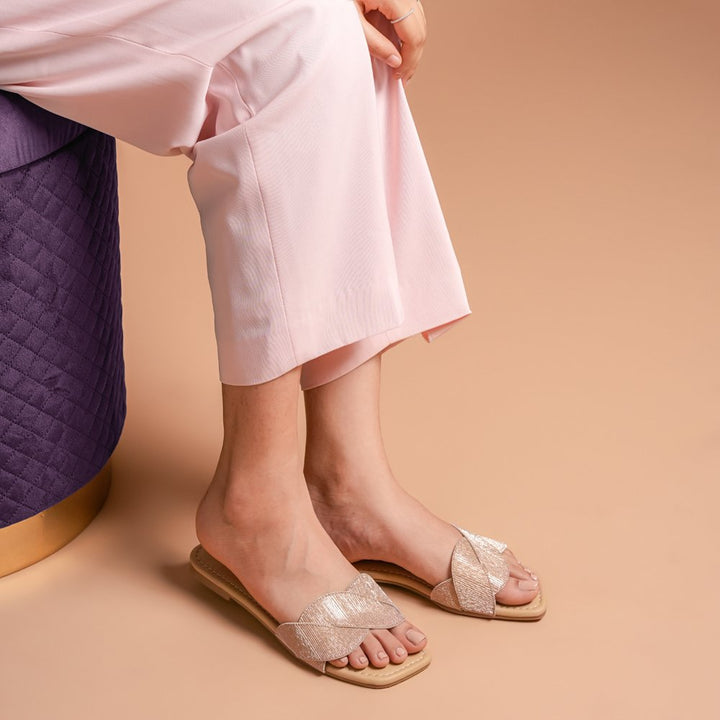 Rose Gold Square Toe Flats