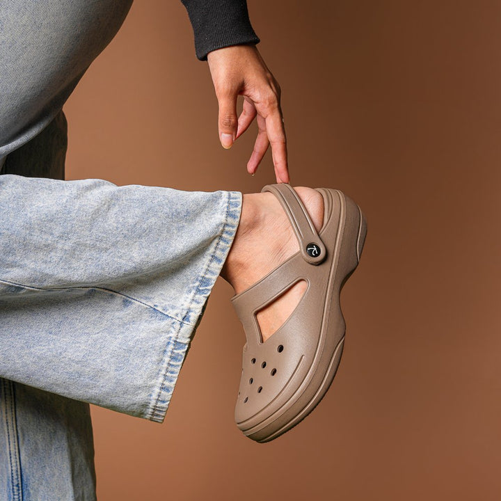 Comfortable Brown Slip-On Clogs