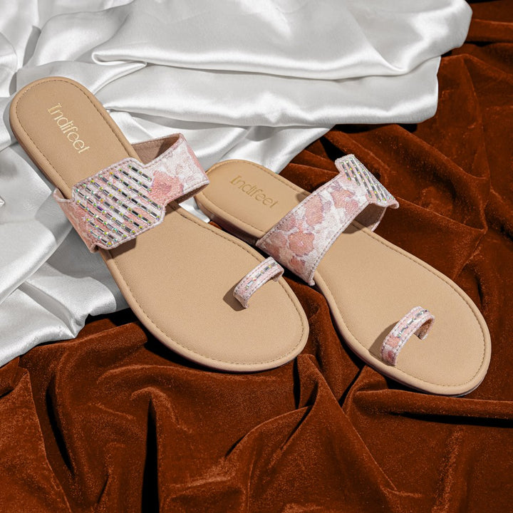 Peach Toe Ring Flats