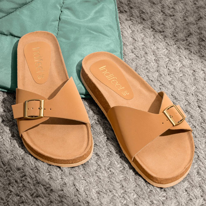 Beige Cork Sandals Sliders
