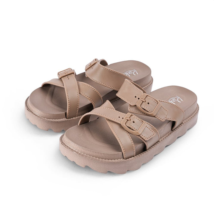 Beige Buckle Strap Sandals
