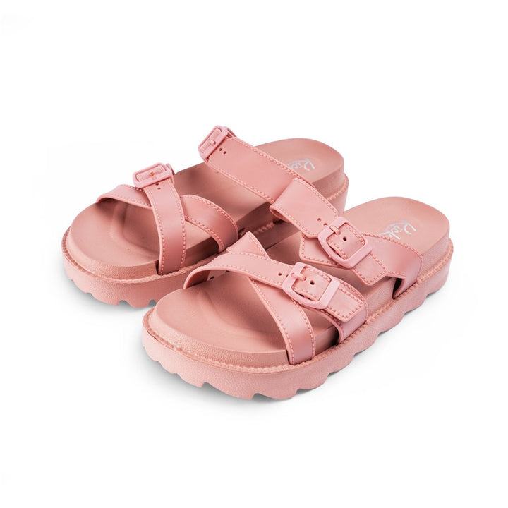 Elegant Pink Buckle strap Slippers