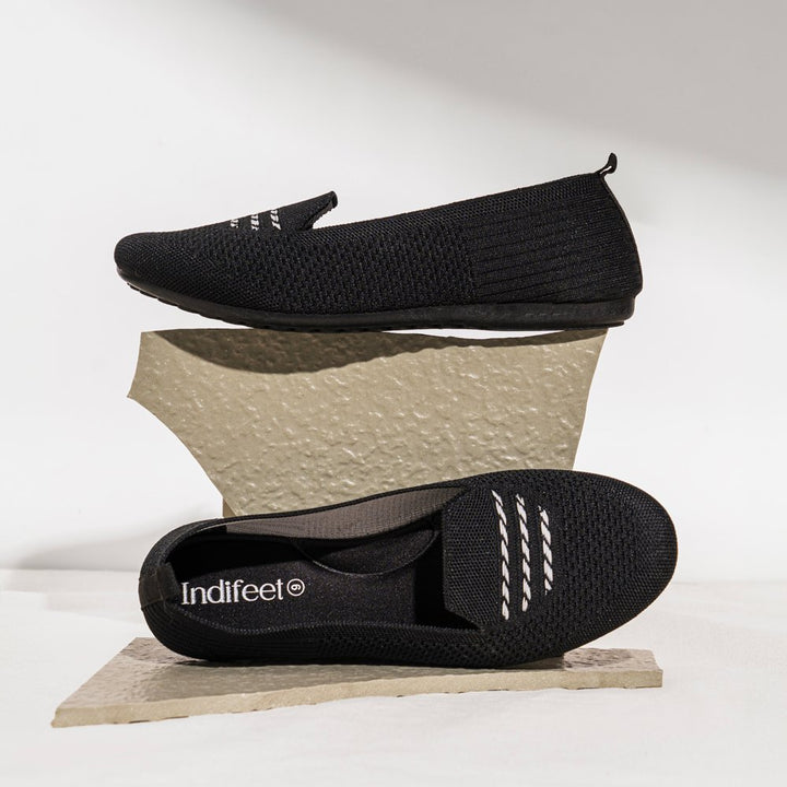 Black Mesh Ballerina Shoes