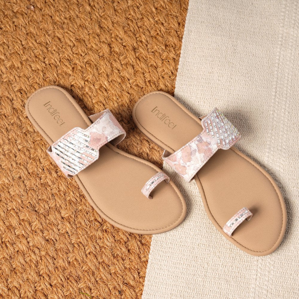 Peach Toe Ring Flats