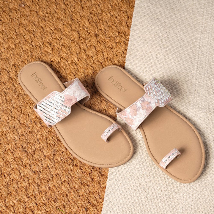 Peach Toe Ring Flats