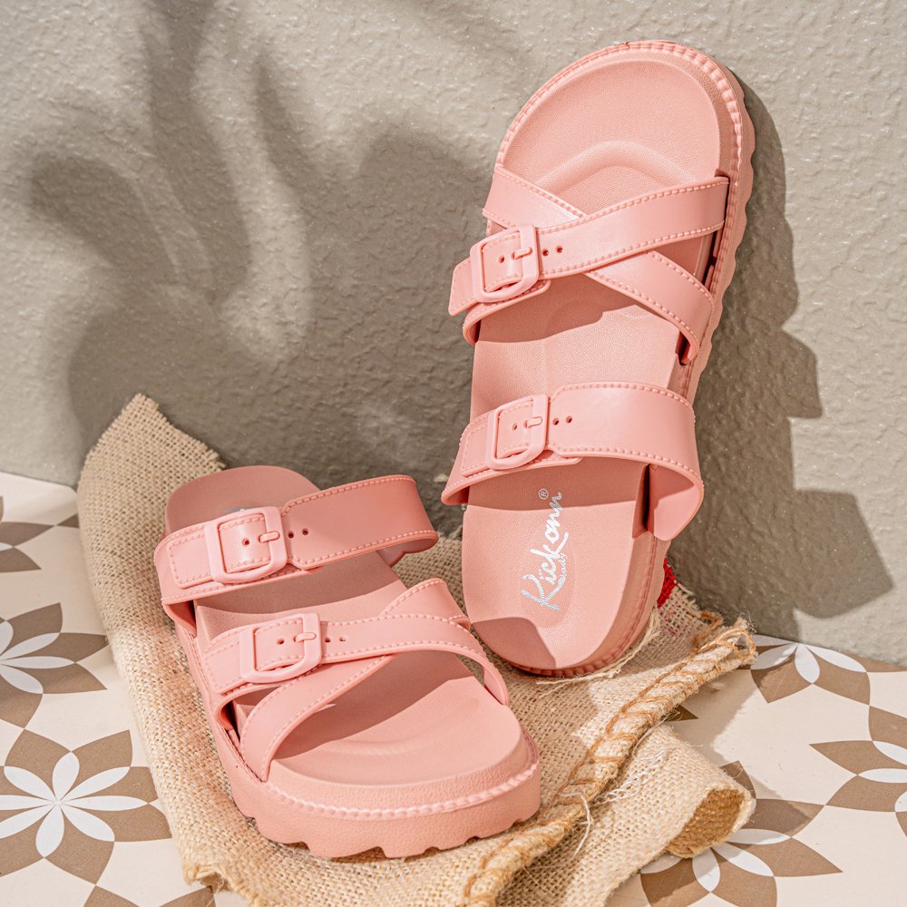 Elegant Pink Buckle strap Slippers
