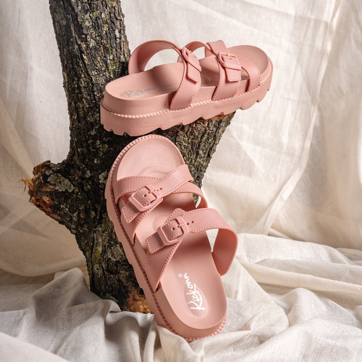Elegant Pink Buckle strap Slippers