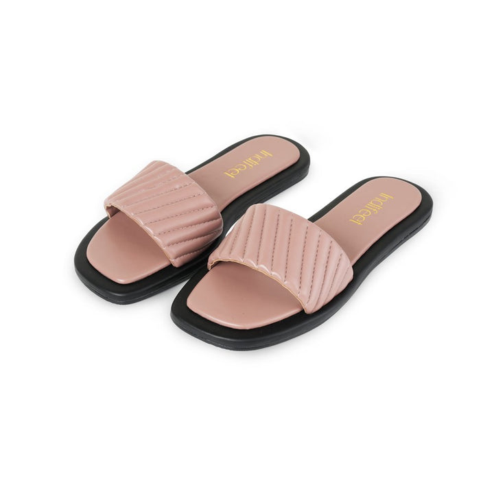 Peach open toe Slider Flats