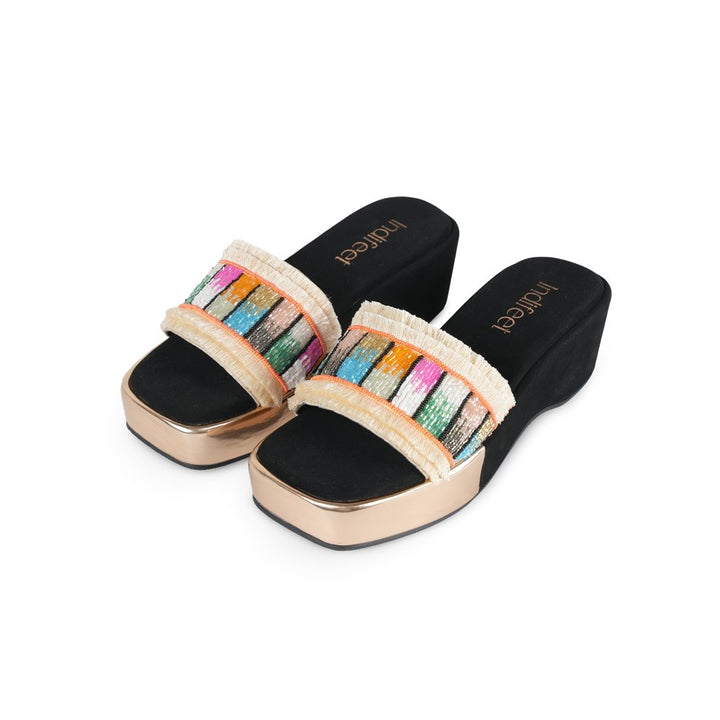 Shimmer Black Platform Wedges