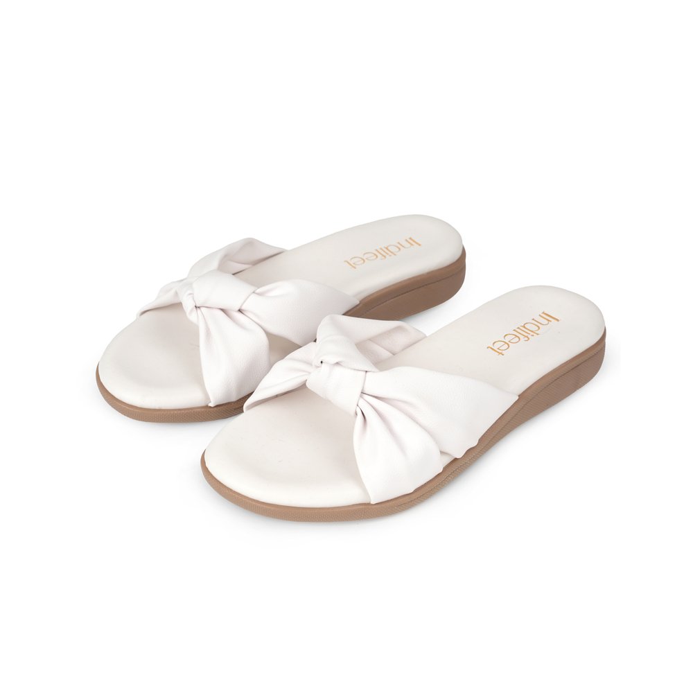White Knotted Comfort Flats