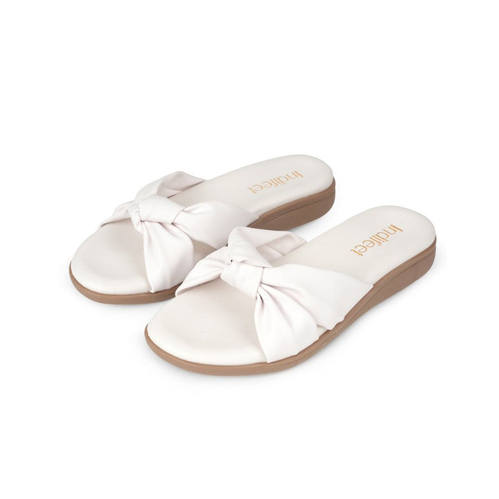White Knotted Comfort Flats