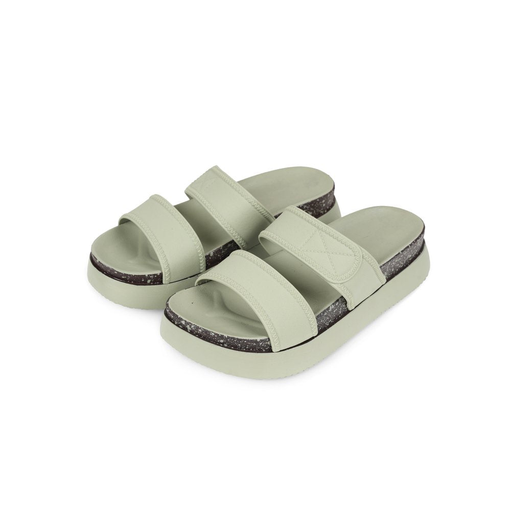 Green Platform Heel Sliders