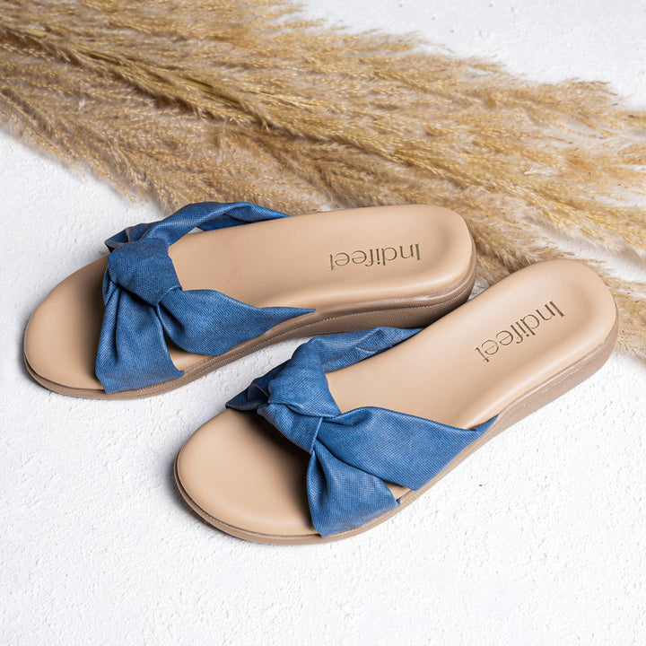 Denim Blue Knotted Comfort Flats