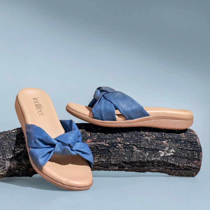 Denim Blue Knotted Comfort Flats