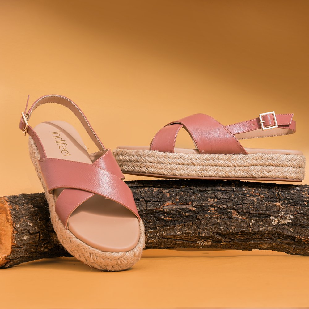 Espadrille Wedges in Peach