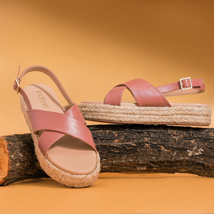 Espadrille Wedges in Peach