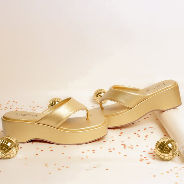 Gold Platform Heel Sandals