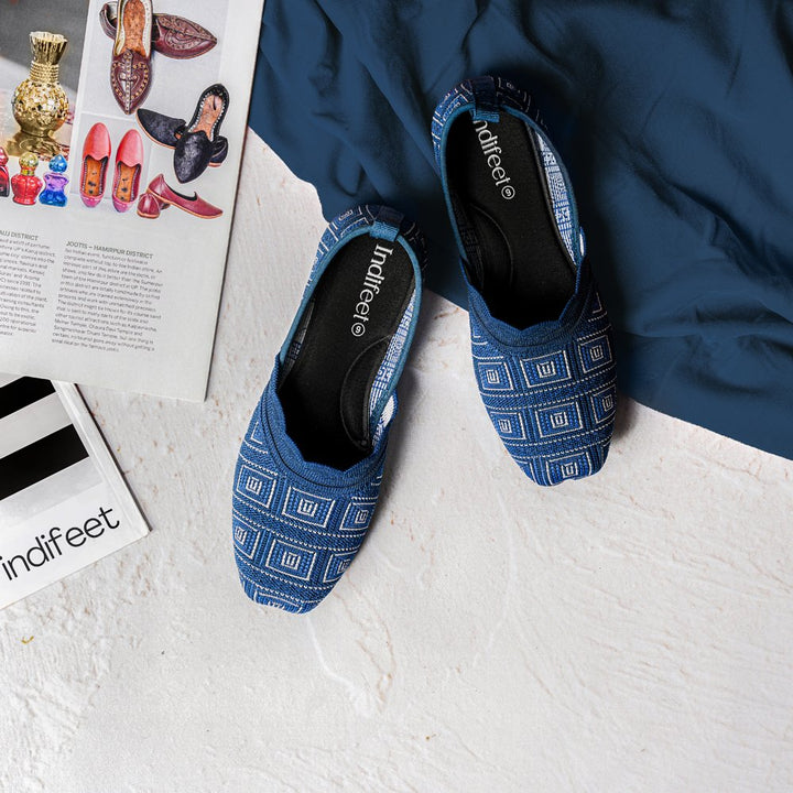 Blue Mesh Ballerina Flats