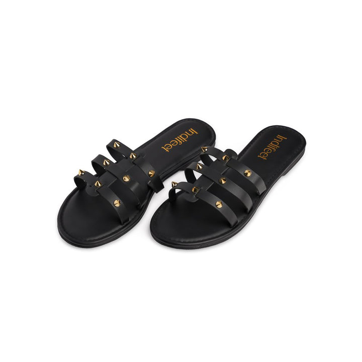 Black Studded Flat Sandals
