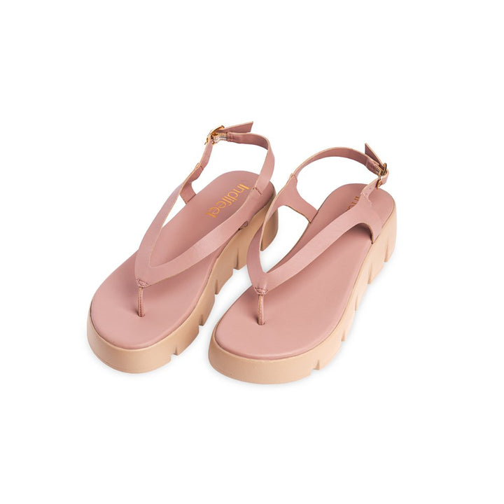 Pink Chunky Thong Heel Sandals