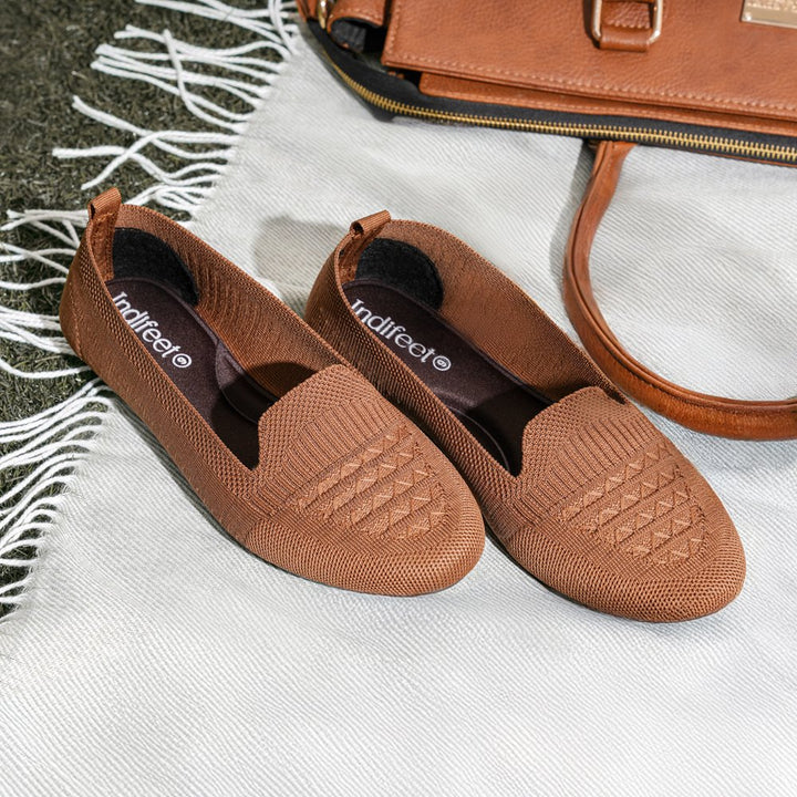 Elegant Mesh Brown Ballerina Flats